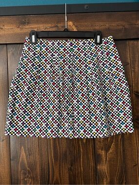 Vintage Y2K Multicolor Geometric Check Print Women's Skirt